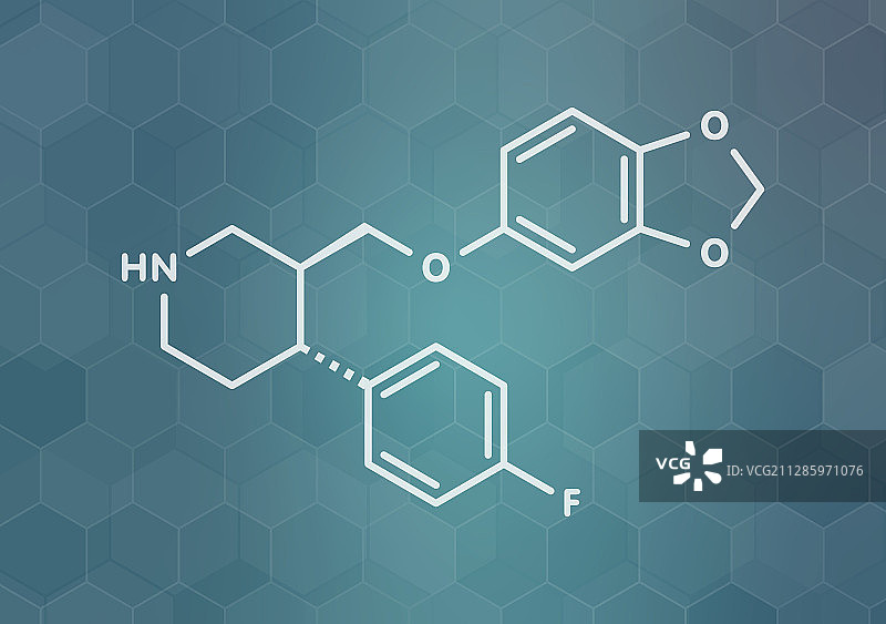 帕罗西汀抗抑郁药分子模型图片素材