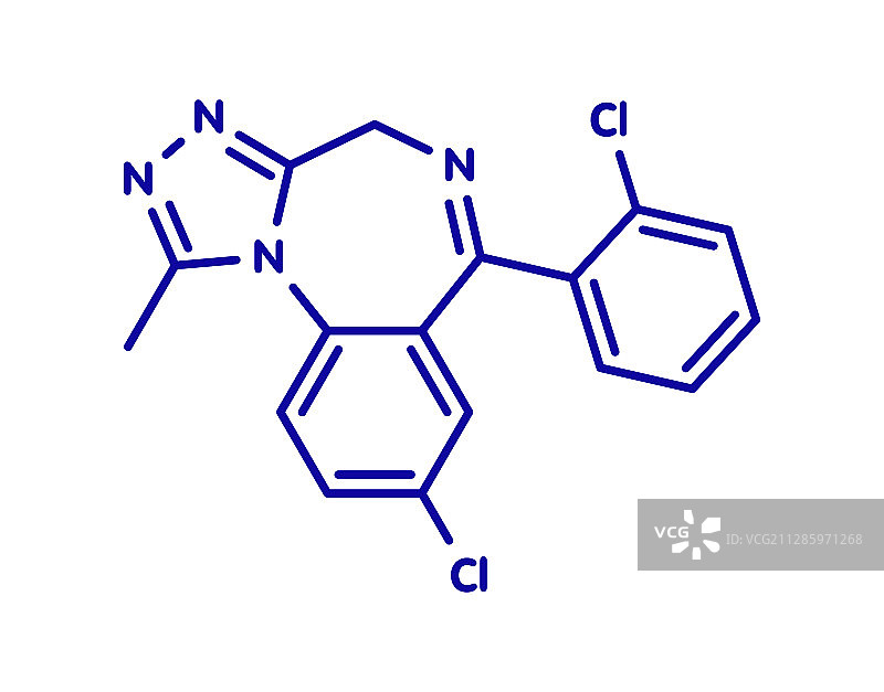 三唑仑失眠药物分子模型图片素材