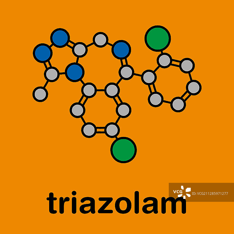 三唑仑失眠药物分子模型图片素材