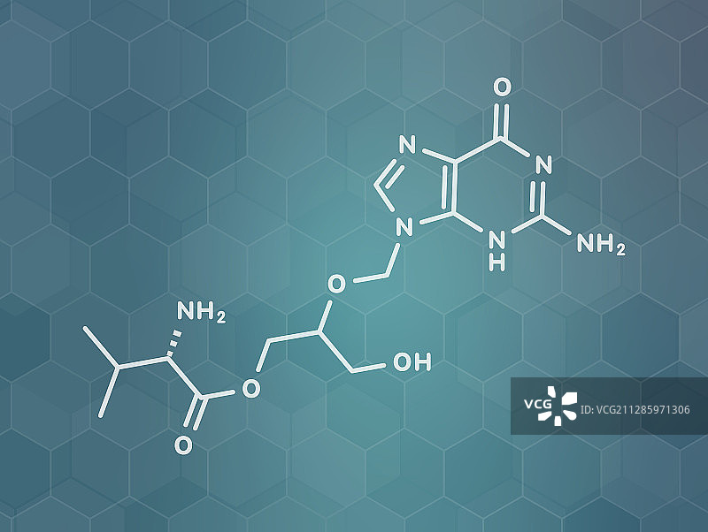 缬更昔洛韦巨细胞病毒药物分子模型图片素材