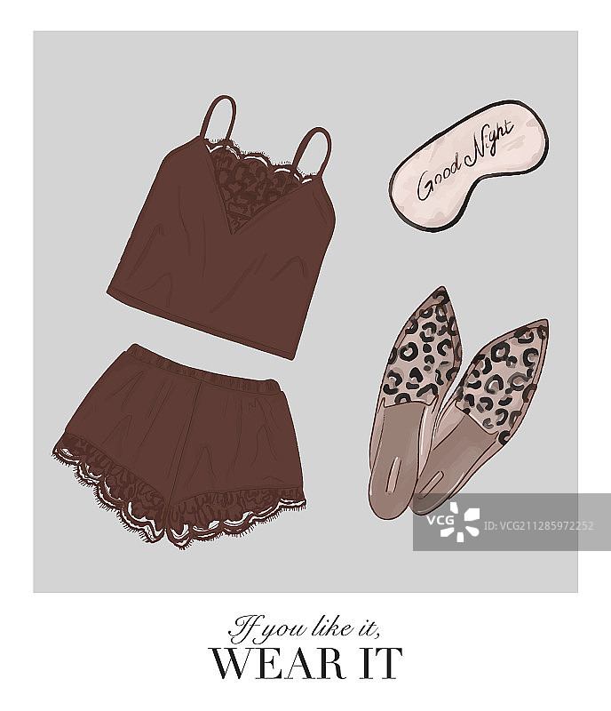 手绘睡衣系列内衣图片素材