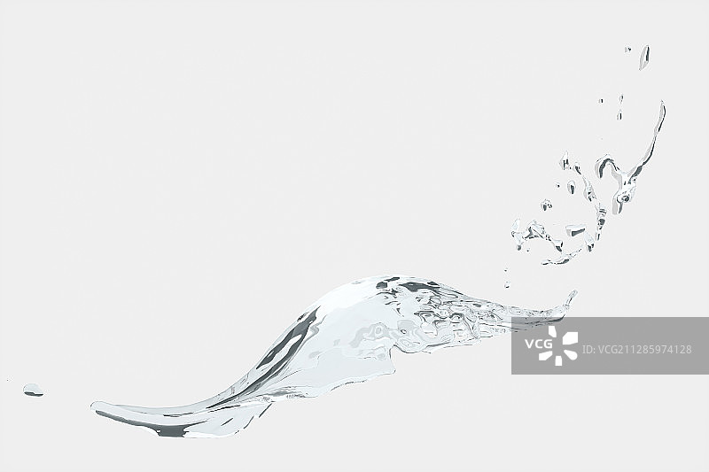 飞溅的水花与白色背景 3D渲染图片素材