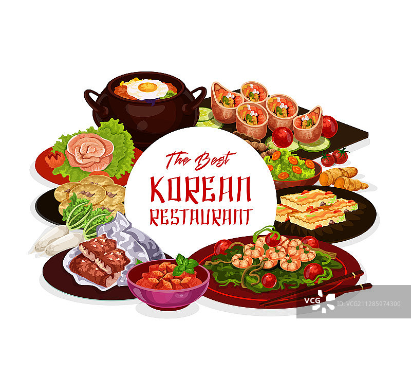 传统韩式餐厅亚洲美食菜单图片素材
