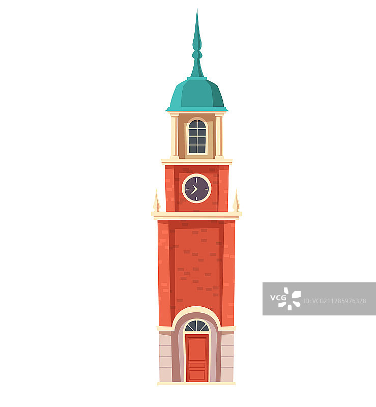 城市复古殖民风格建筑卡通图片素材