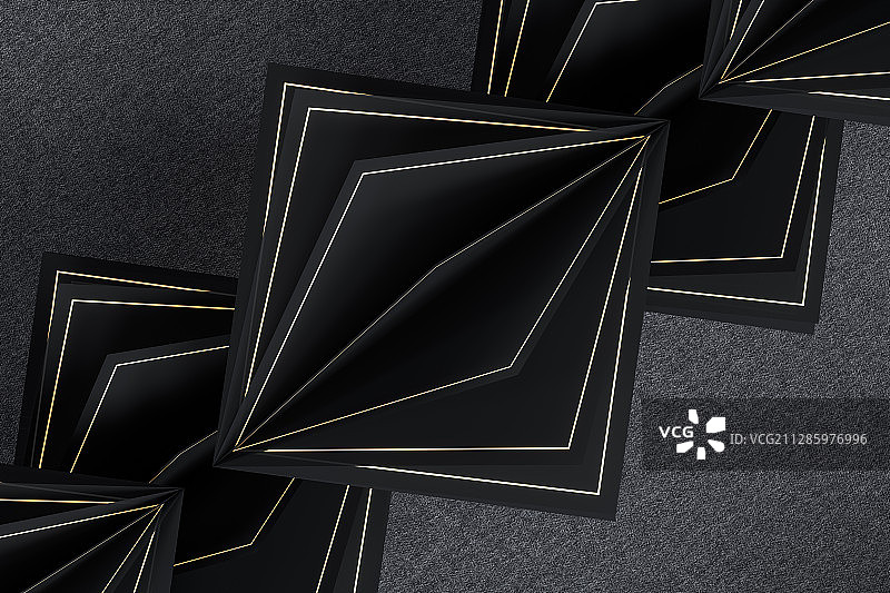 金色镶边的方形纸片 3D渲染图片素材