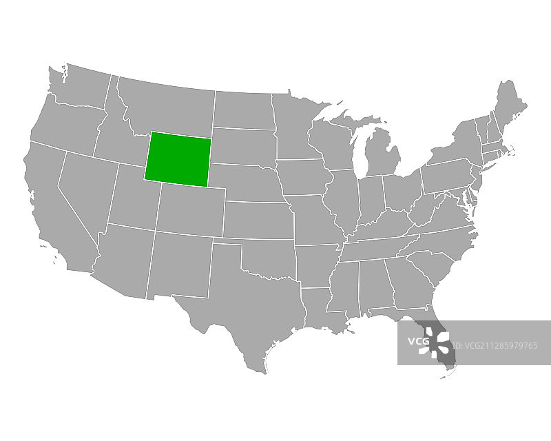 美国怀俄明州地图图片素材