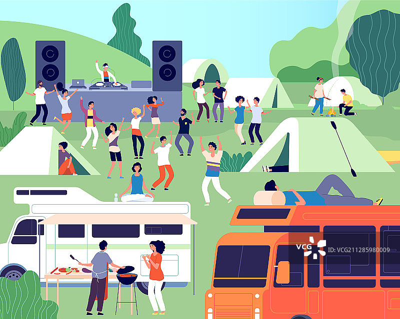 露天音乐节表演公园场景图片素材