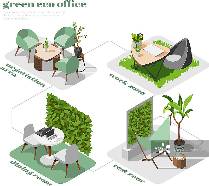 绿色办公室2.5D图标合集图片素材