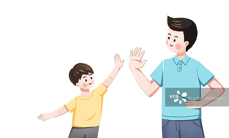 爸爸儿子击掌庆祝 手绘插画图片素材