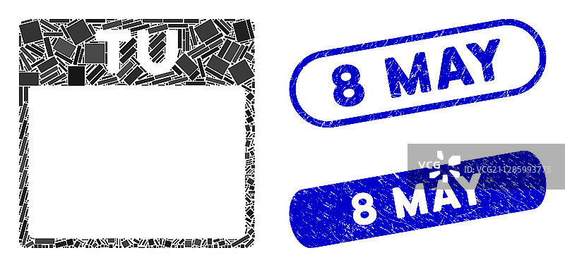 矩形马赛克星期二日历页图片素材