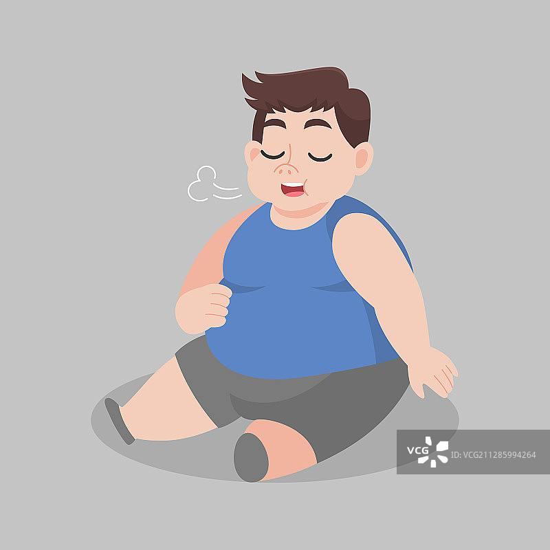 坐在地上体重超标的胖男人图片素材
