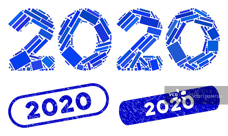 带有纹理的矩形马赛克2020数字文本图片素材