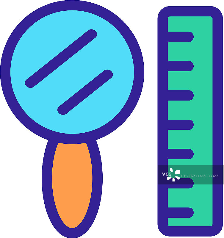 隔离的旧镜子和线条图标图片素材