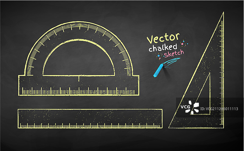 粉笔画尺子合集图片素材