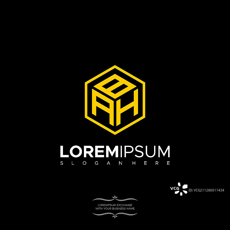 高级几何多边形字母BAH标志图片素材