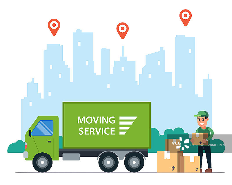 城市物流货运卡车图片素材