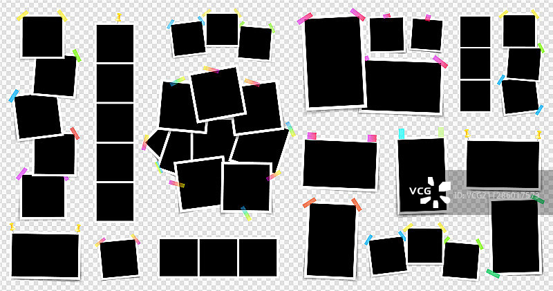 胶带图钉固定的方形相框图片素材
