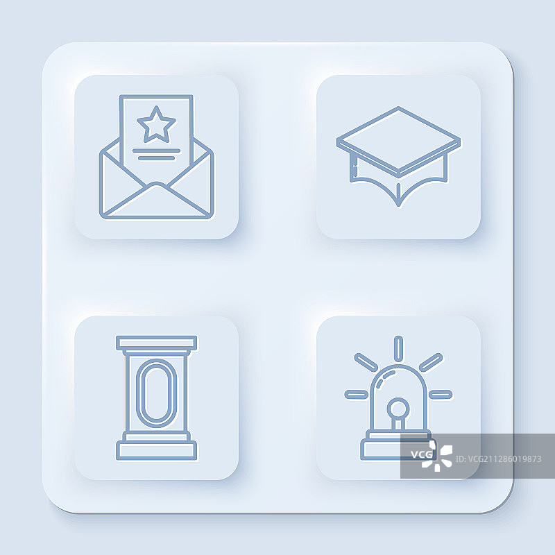 成套线条：逮捕令、毕业帽和舞台图片素材