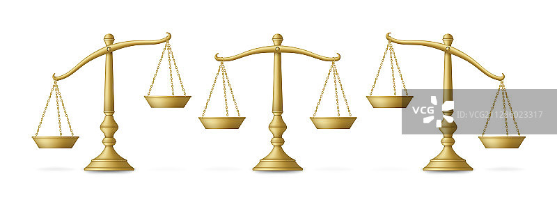 具有不同刻度的逼真金色天平图片素材