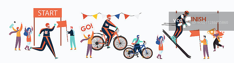 冬季铁人三项运动比赛合集图片素材