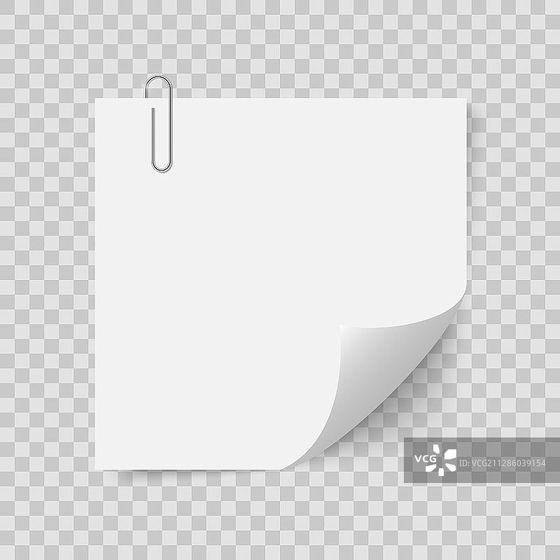 带夹子的空白便签纸白色样机图片素材