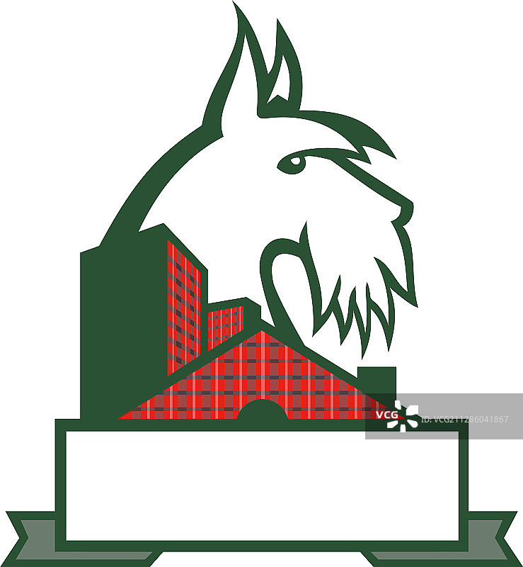 苏格兰梗犬格子建筑吉祥物图片素材