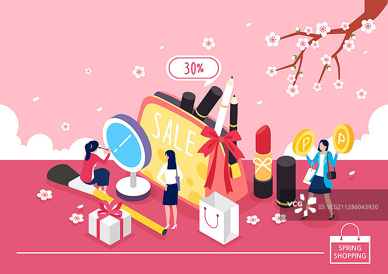 春季樱花线上购物微缩场景图片素材