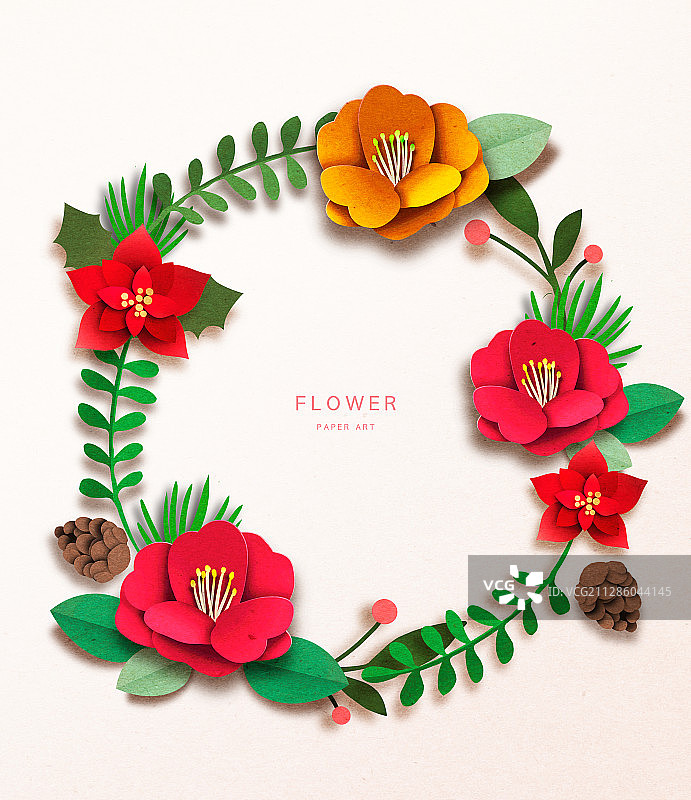 纸艺春天花朵边框图片素材