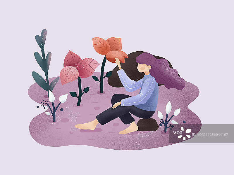 扁平化噪点药物鲜花插画图片素材