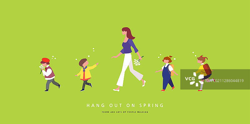 人群、春天、幼儿园学生、儿童图片素材