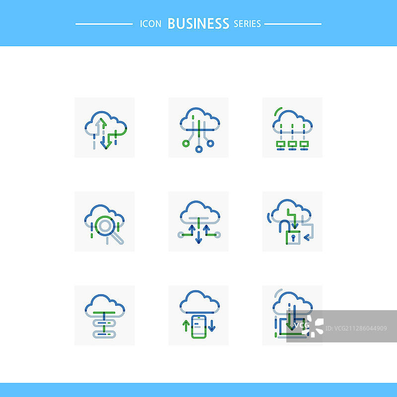 商业第四次工业革命高科技云计算图标集图片素材