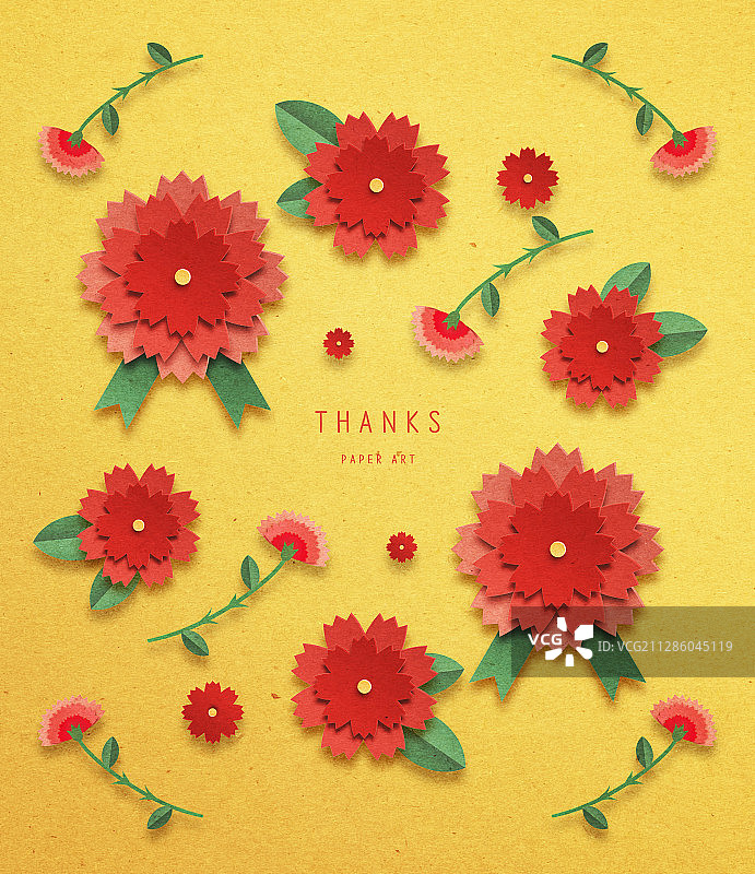 纸艺，纸，五月，康乃馨图片素材