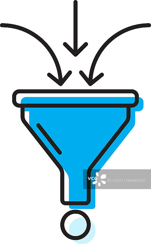漏斗图标概念设计，隔离在白色上图片素材