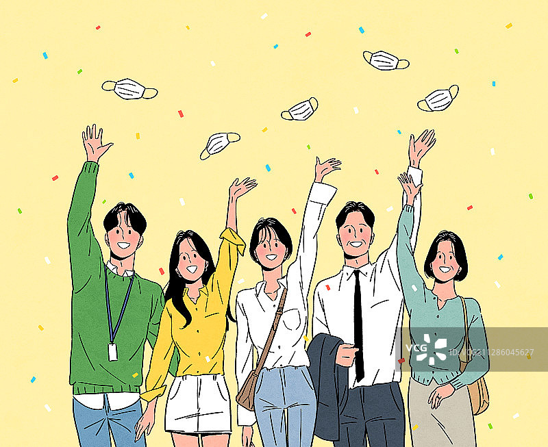 喜悦、希望、面具、新冠疫情、春天图片素材