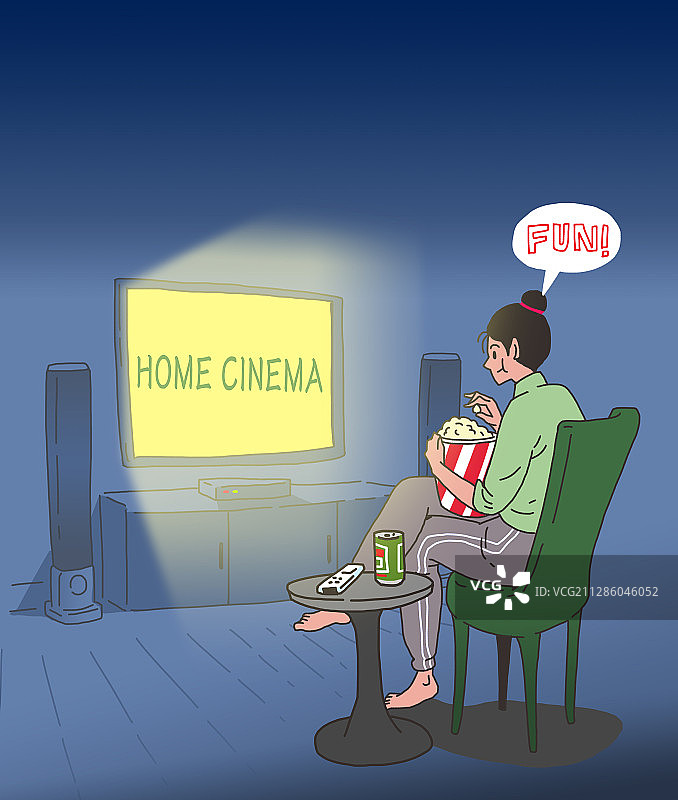 插画：房屋、爱好、放松、电影图片素材