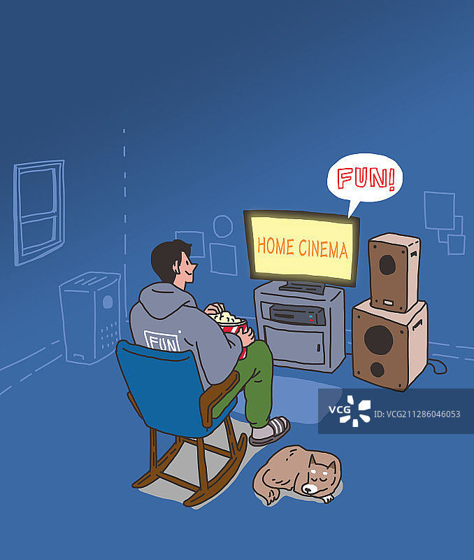 插画：房屋、爱好、放松、电影图片素材