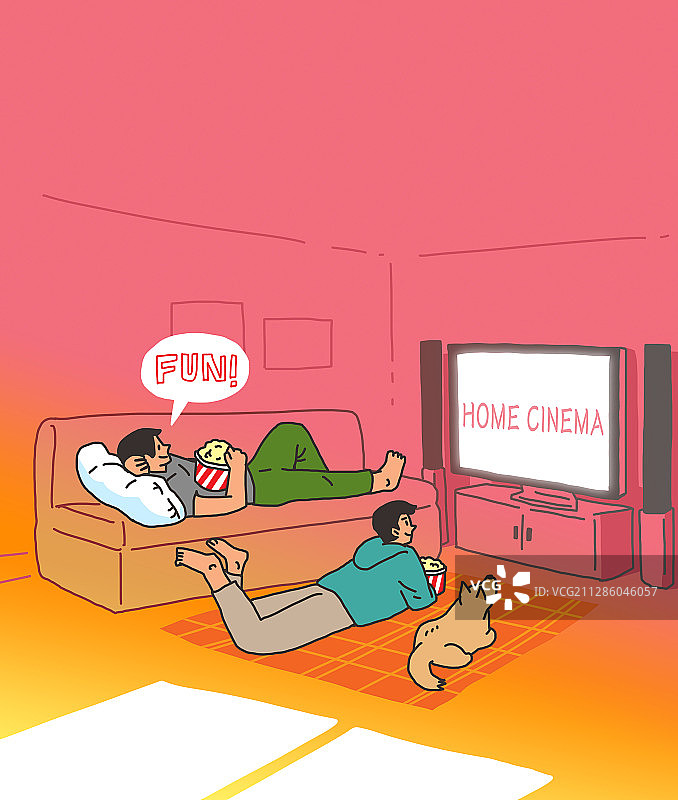 插画：房屋、爱好、放松、电影图片素材