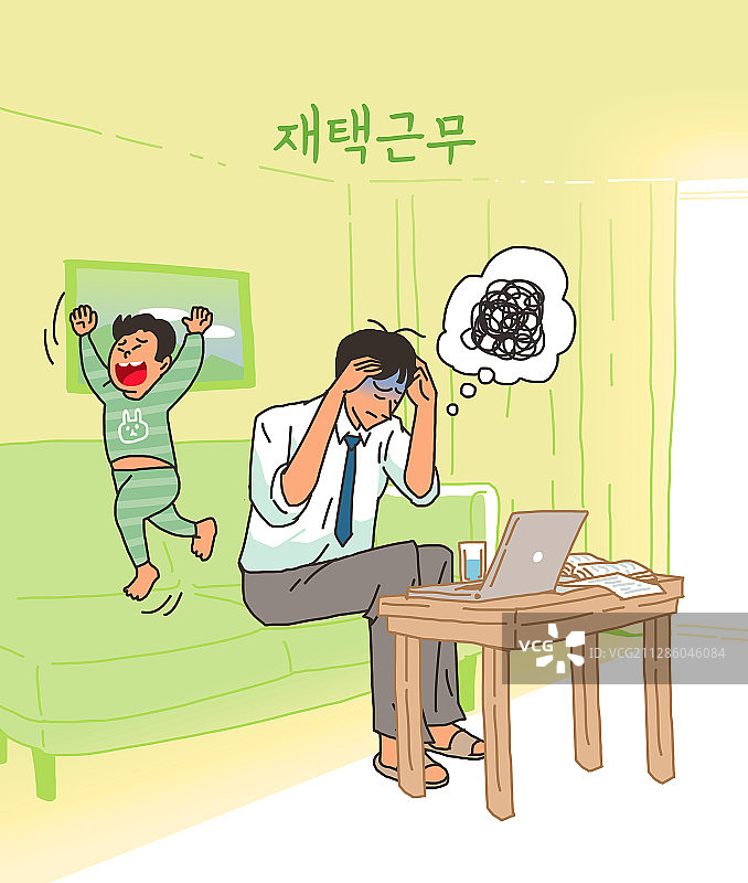 在家工作、家庭学校、商业插画图片素材