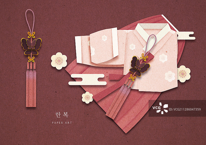 韩式传统服装韩服纸艺图片素材