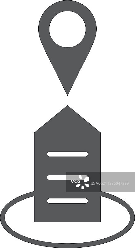 办公楼和地图图钉图标符号图片素材