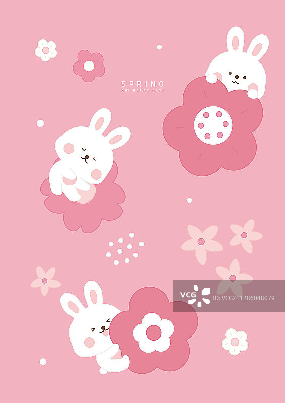 角色、动物、可爱、春天、兔子、花朵图片素材