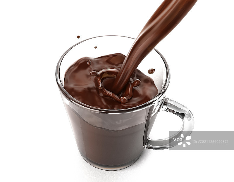 倒入玻璃杯中的液体巧克力插图图片素材