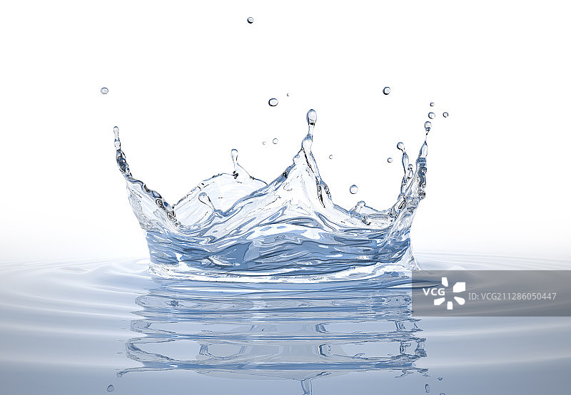 皇冠落入水中，水波纹插画图片素材