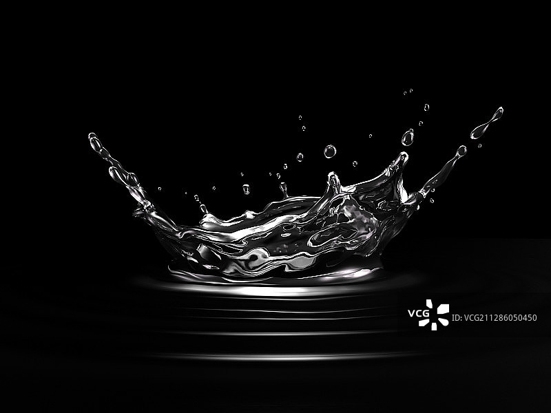 皇冠落入水中，水波纹插画图片素材