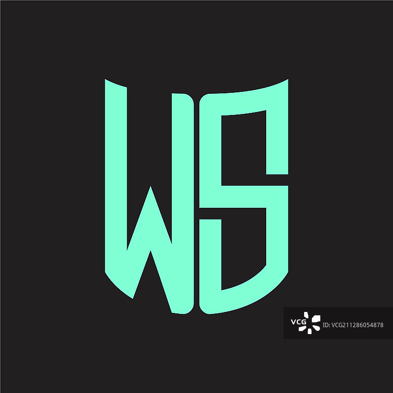 WS字母标志缎带风格设计模板图片素材