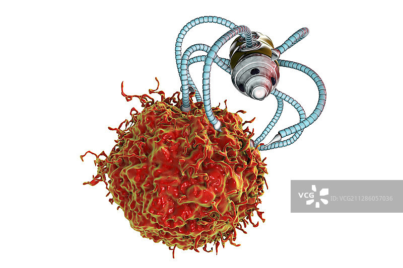 攻击癌细胞的纳米机器人插图图片素材