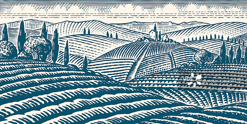 托斯卡纳田野山丘风光图片素材