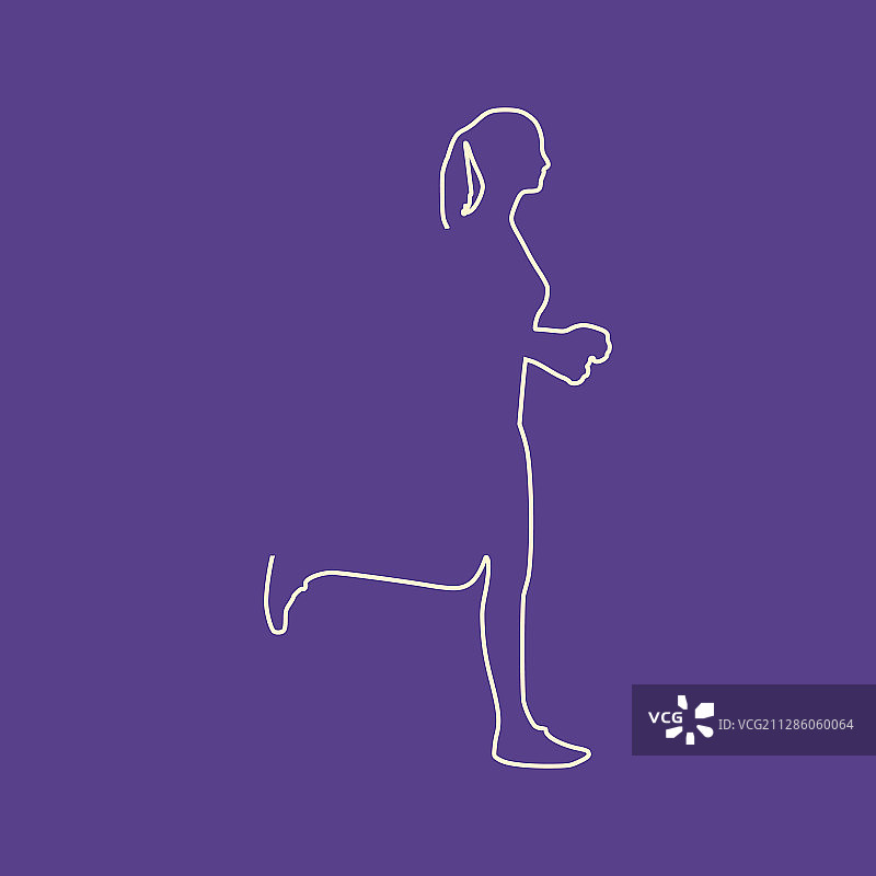 奔跑的女士剪影图片素材
