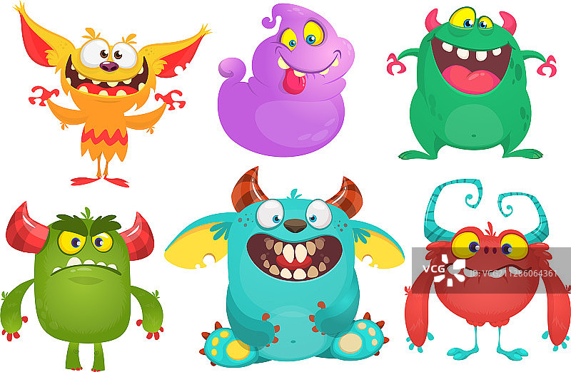 卡通怪物为万圣节设置卡通图片素材