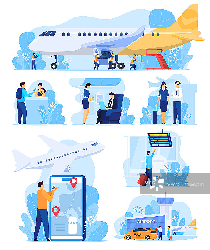 机场工作人员提供的航空公司服务图片素材